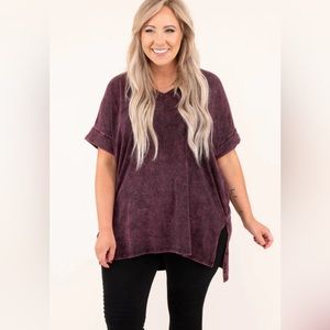 Acid Wash Chic Soul Oversized Tee 1X pink/black